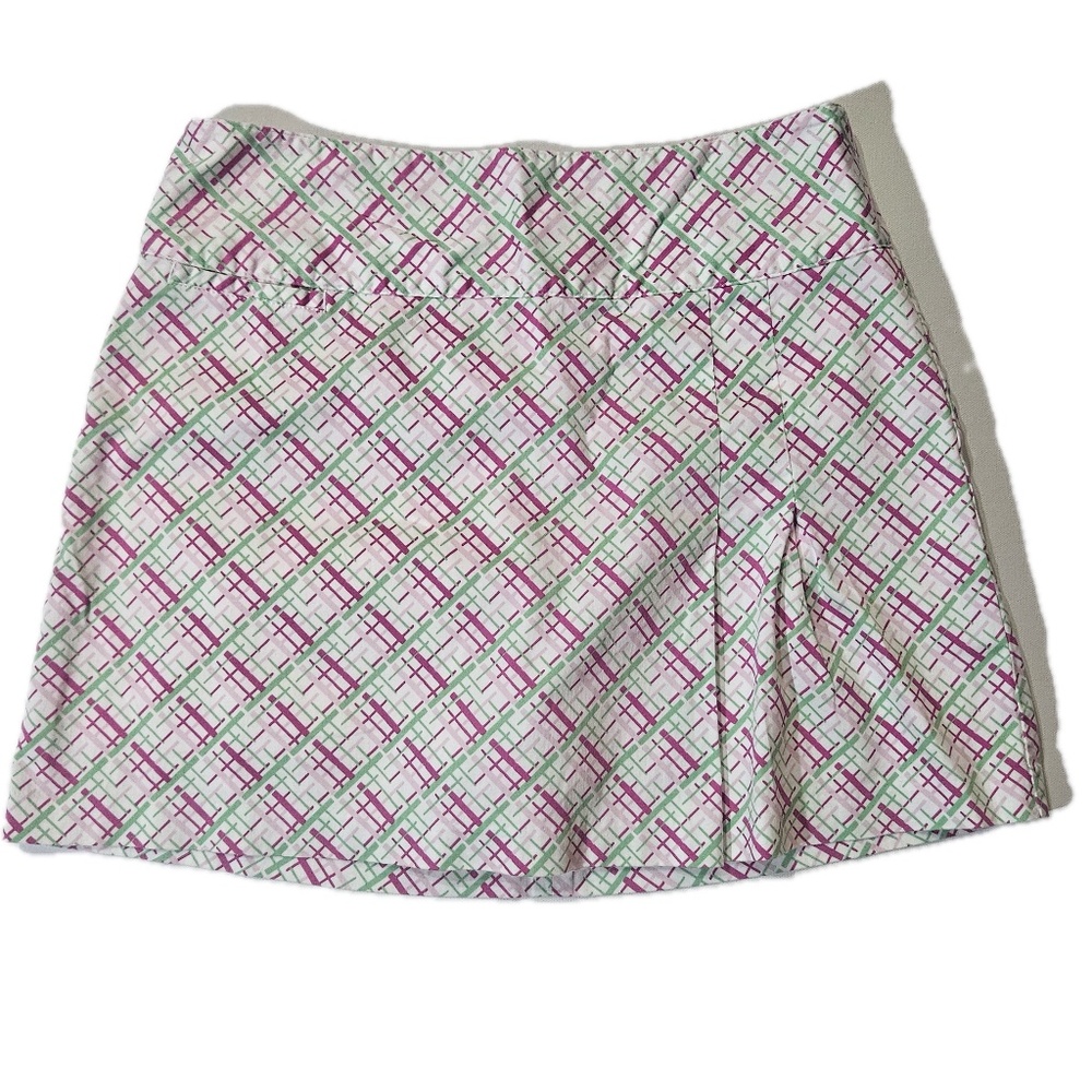 Lady Hagen Skort Womens‎ 8 Multicolor Pink Ribbon Golf Geometric Lined Athletic